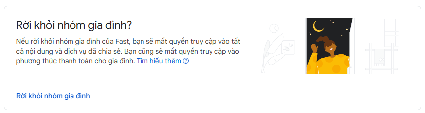 Xác nhận rời khỏi nhóm Google Family